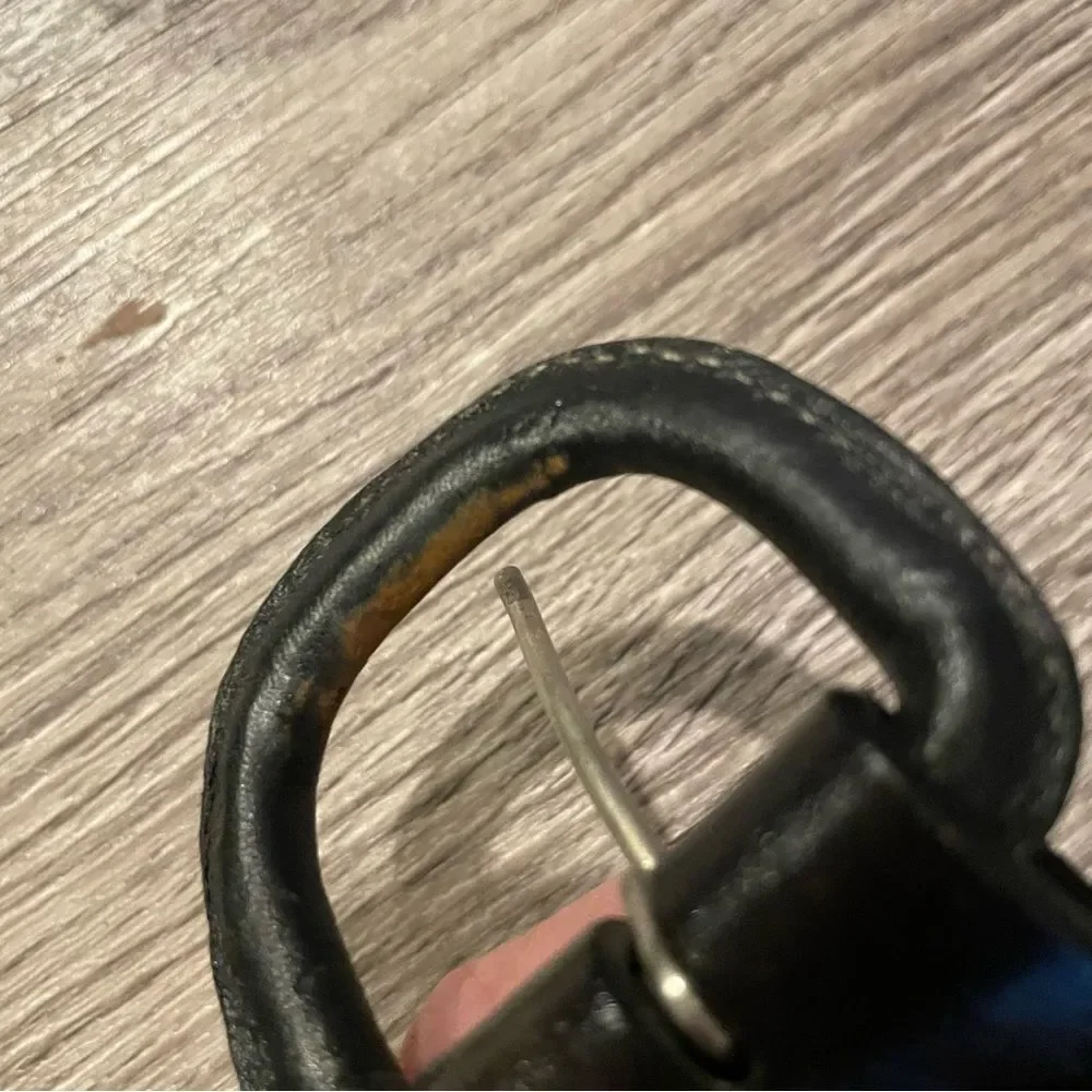 VINTAGE Black Genuine Leather Braided Embossed Belt Size 40